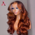 HD Reddish Brown Body Wave 13x4 Lace Front Human Hair Wigs Colored 100% Vietnamese Remy Human Hair Wigs Pre Plucked For Women