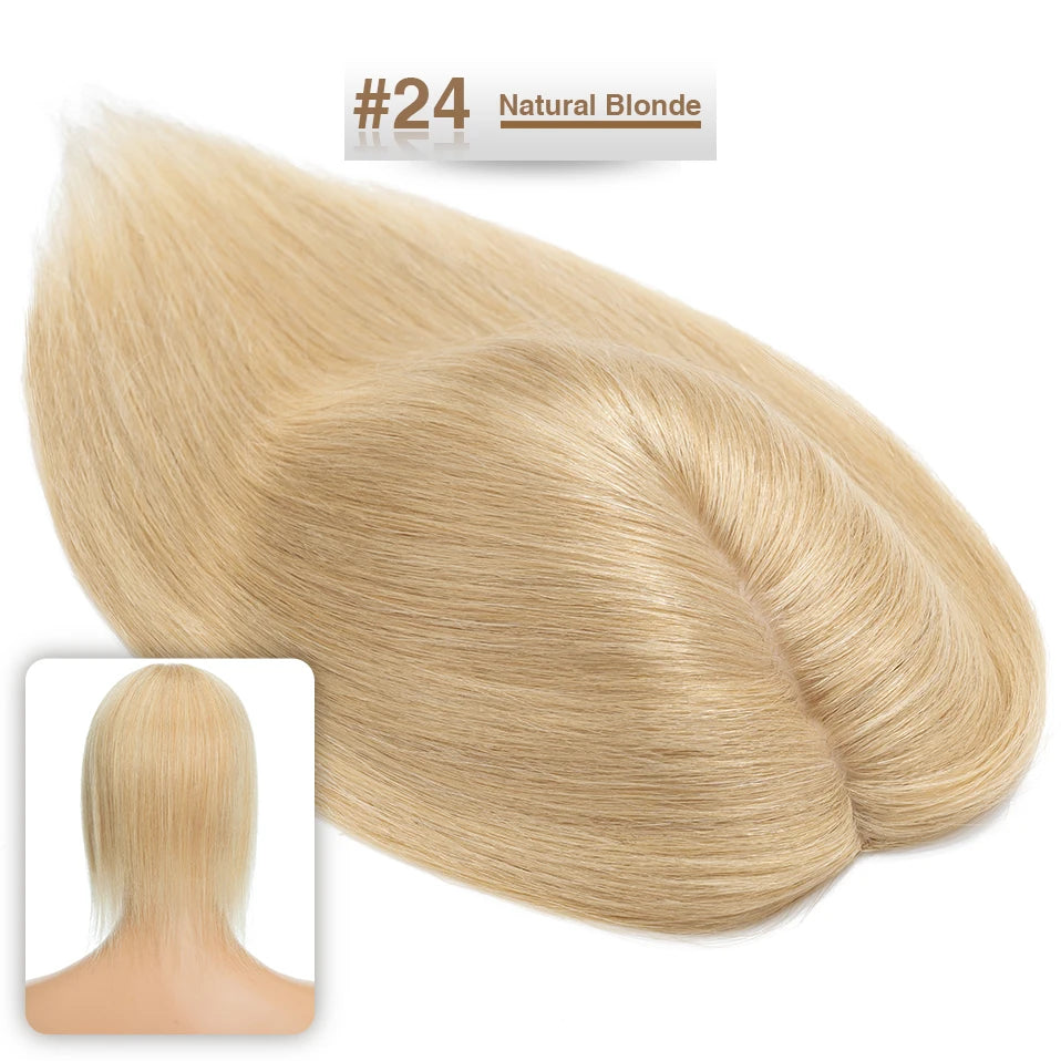 S-noilte 7x13cm Real Hair Toppers Silk Base Natural Hair Wig 100% Human Hair Prosthesis woman Brown Wigs Clip In Hair Extensions