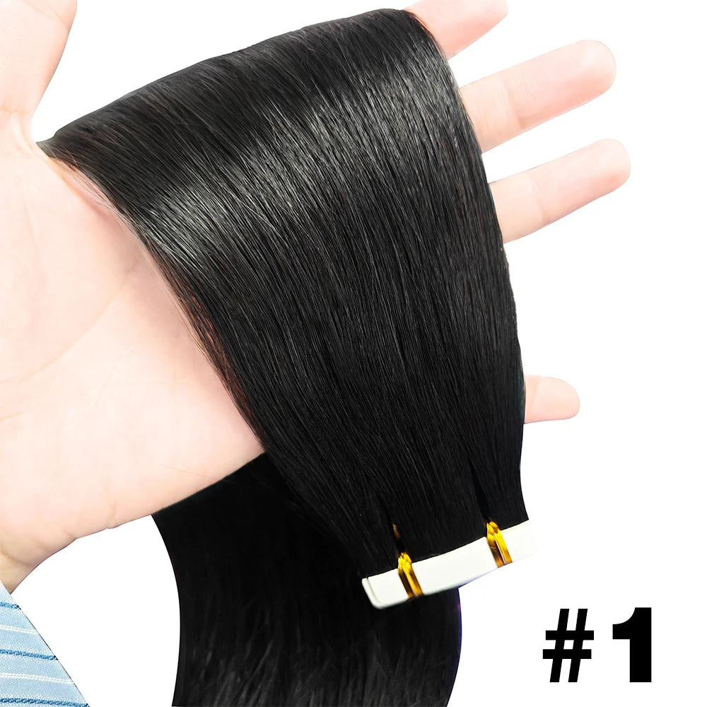 Remy Straight Tape In Hair Extensions Brown Invisible Blonde Virgin Skin Weft 100 Human Hair Extension 24 26 inch For Women