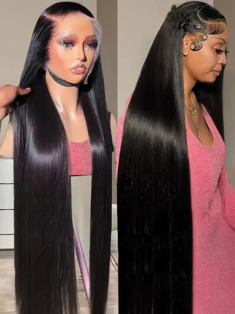 250 Density 13x4 13x6 Hd Bone Straight Transparent Lace Front Wig Human Hair 40 Inch Pre Plucked Lace Front Wigs 100% Human Hair