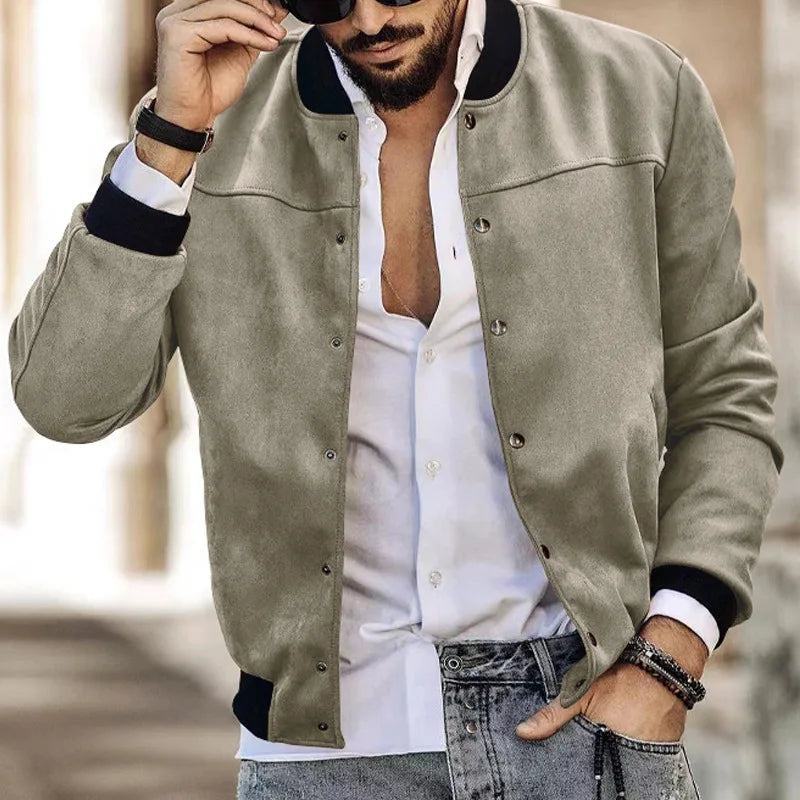 24  Autumn/Winter Suede Men's Button Cardigan Jacket Casual American