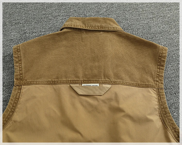 Patchwork stitching vest vest Spring and autumn men and women couples American outdoor multi-pocket sleeveless coat