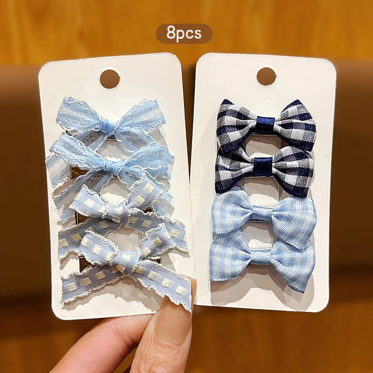 8 blue bow hair clips, sweet headband clips
