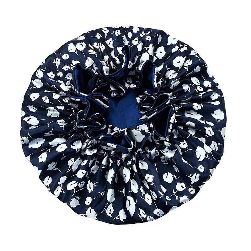 New Solid Women Satin Bonnet Fashion Stain Silky Big Bonnet for Lady Sleep Cap Headwrap Hat Hair Wrap Accessories Wholesale