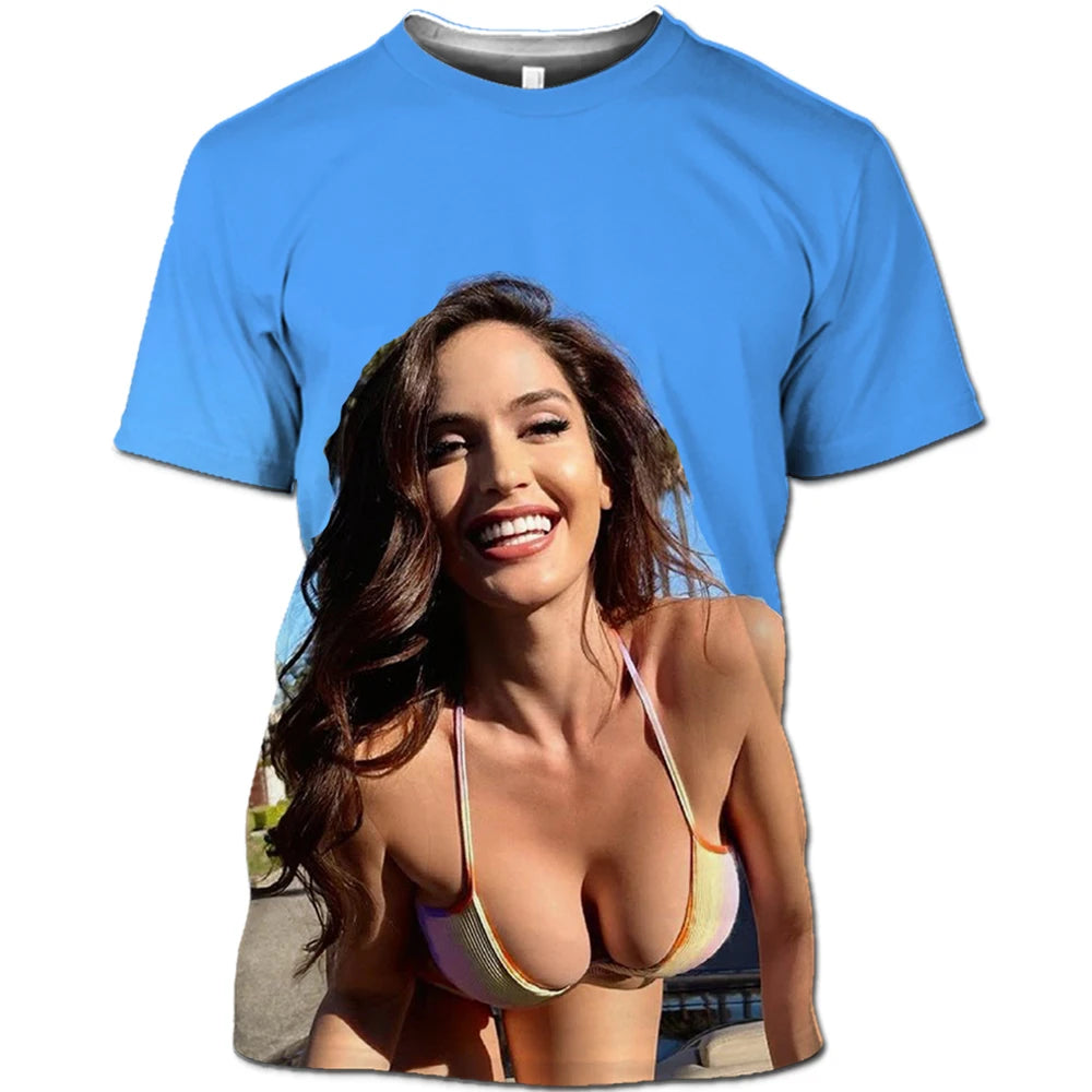 Hot Sexy Model Beach Bikini Summer Man T-shirt Swimsuit Personality Hip Hop Funny Alternative Street Quick Dry Short Sleeve 6XL