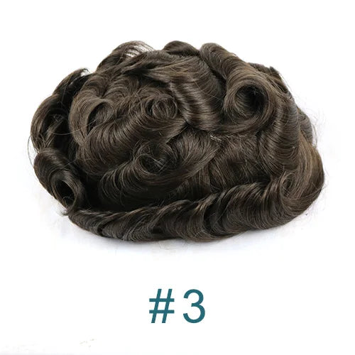 Natural Frontline Dark Brown#2 Black Blonde Super Durable Thin HD Skin PU 1B50 1B80 Grey Men's Toupee 100% Human Hair Wig System