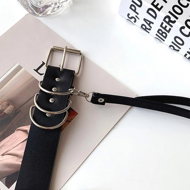 Punk Belt Women Dress Wide Chain Waistband Leather harness Ladies Corset Fashion Waist Belts Casual Dress PJ437