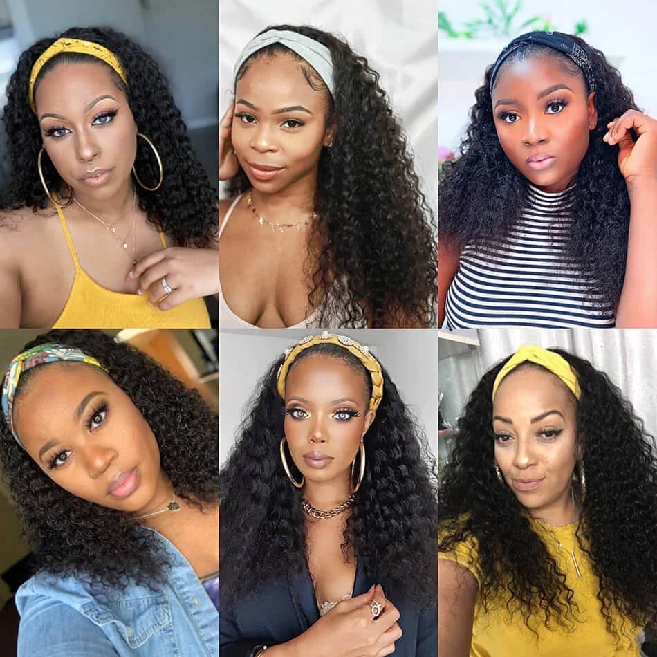Afro Kinky Curly Headband Wigs Remy Human Hair Wig Glueless Headband Afro Kinky Curly Wig For Black Women 180 Density