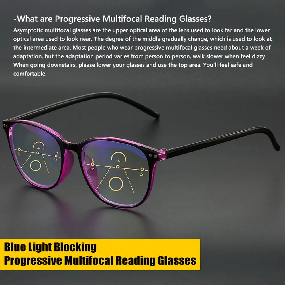 1PC Progressive Multifocus Reading Glasses Blue Light Blocking Computer Glasses Fashion Readers Eyewear With Spring Hinge