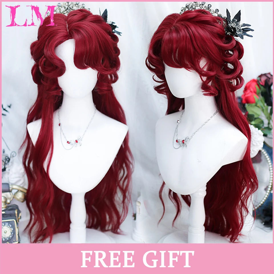 LM Golden Wig Synthetic Ombre Long Straight/Body Wave Middle Part Heat Resistant Natural Hair Wigs For Women Cosplay