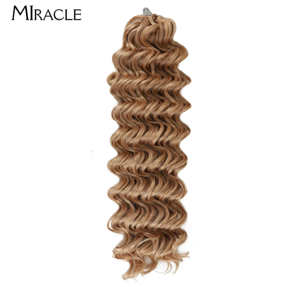 MIRACLE Crochet Hair Extensions 30 Inch 70CM Deep Wave Braiding Hair Bundles Synthetic Crochet Braids Hair Water Wave Fake Hair