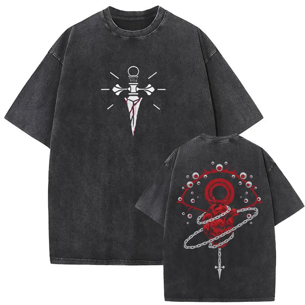 Washed Vintage Anime Hunter X Hunter T-shirt Killua Zoldyck Graphic T Shirt Men Women Clothing Casual Oversized Crewneck Tshirt