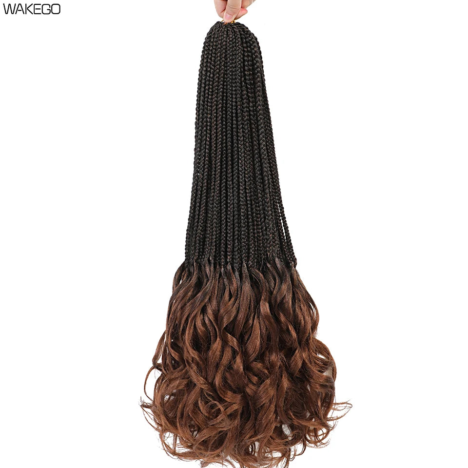 24 18 14 Inches French Curly Crochet Braids New Goddess Box Braids Bouncy French Curl Braid Hair Crochet Synthetic Braiding Hair