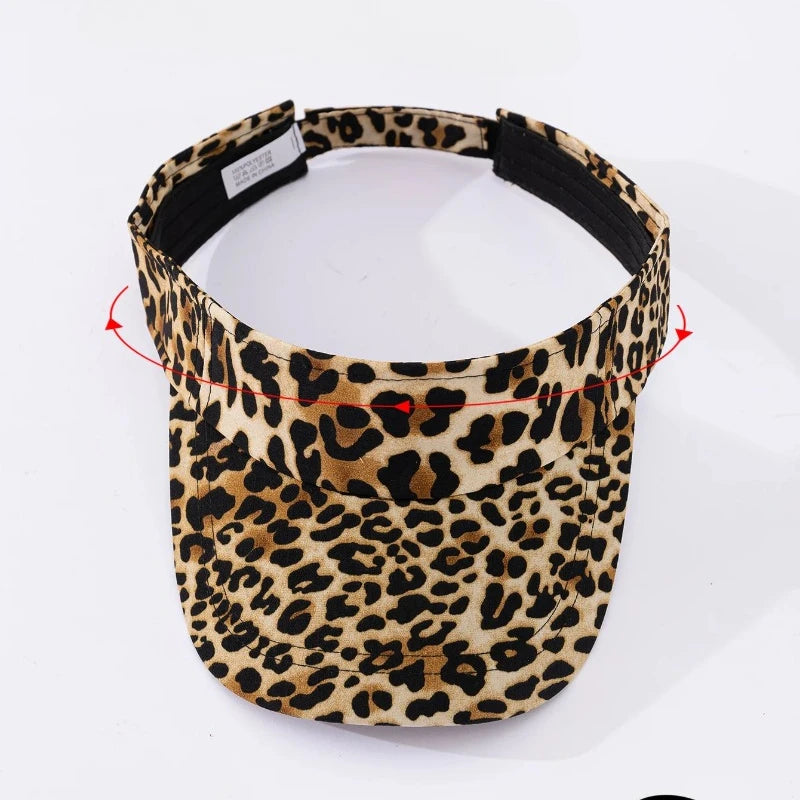 New Summer Sunshade Hat Women's Empty Top Fashion Leopard Print Duck Tongue Hat Sun Protection Breathable Curved brim
