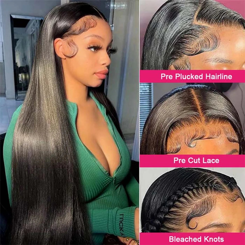 Glueless Wigs HD Transparent Lace Front Human Hair Wig 13x4 13x6 Bone Straight Frontal Wig Pre Plucked 4x4 HD Lace Closure Wig