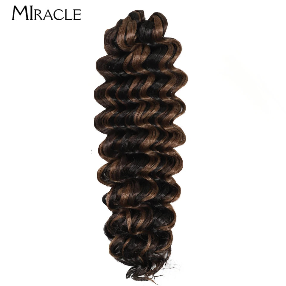 MIRACLE Crochet Hair Extensions 30 Inch 70CM Deep Wave Braiding Hair Bundles Synthetic Crochet Braids Hair Water Wave Fake Hair