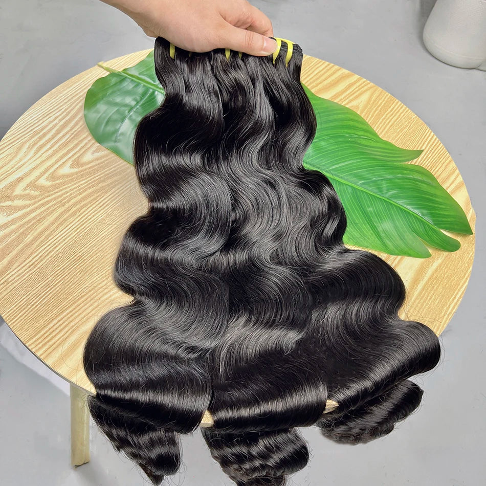 Body Wave Bundles 100% Unprocessed Raw Vietnamese Human Hair Wavy Curly Hair Weave Extensions Natural Black Color For Women
