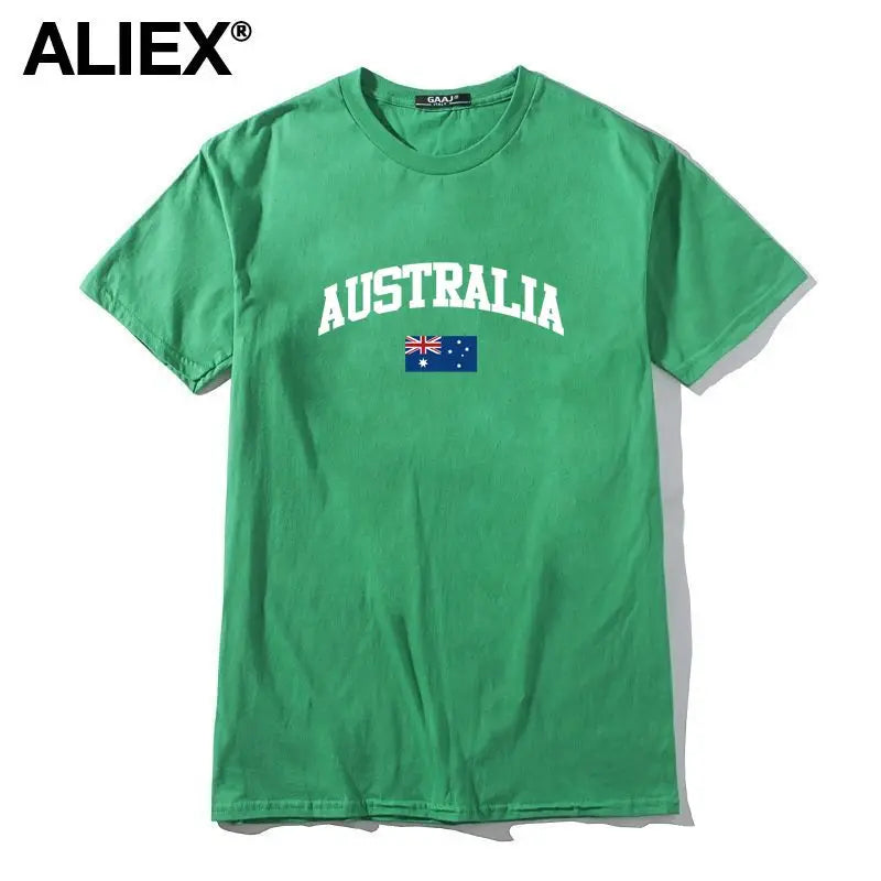 100 Cotton ALIEX Australia Flag T Shirt Men T Shirts Homme T-shirts For Man Top Top Tee 3XL Clothing Funny Tshirt Brand  UTSDA#