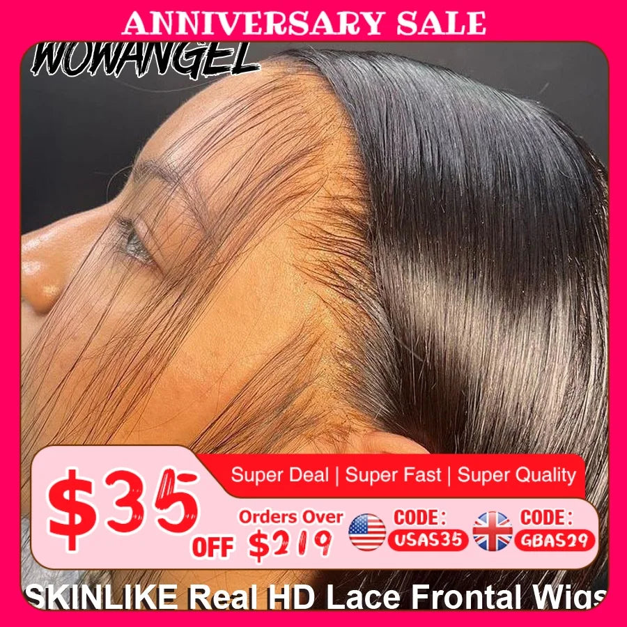 WOW ANGEL HD Lace Front Wigs 250% 13x6 HD Lace Front Wigs Straight Hair Invisible HD Lace Melt Skin HD Lace Front Human Hair Wig