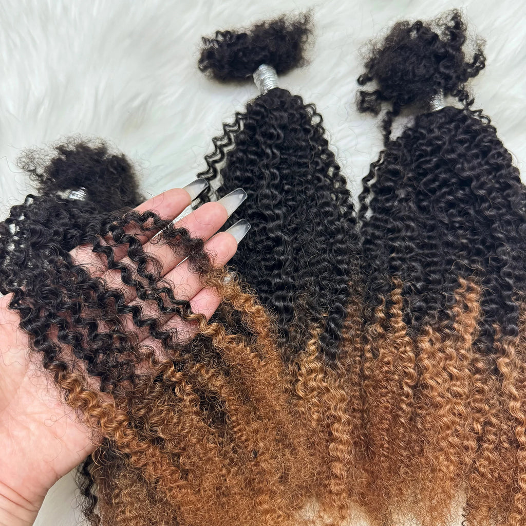 T1B/30 Afro Kinky Curly Human Hair Bulk 30g/Pack 100% Human Hair Soft 4C Afro Kinky Bulk Human Hair for Locs Extensions