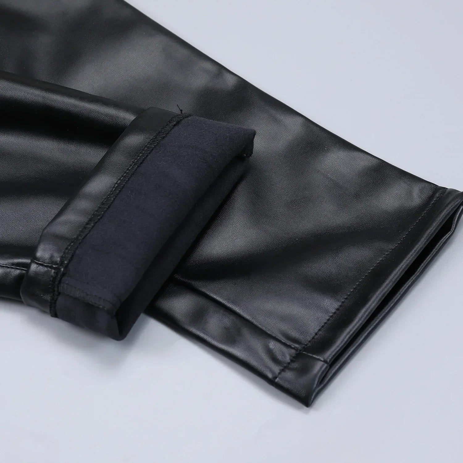 Autumn and Winter Slim Mens Leather Pants Tight Motorcycle Fashion Simple Hipster PU Leather Pants for Men