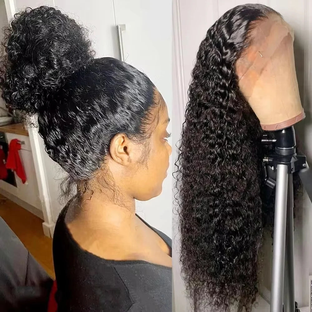 250 Density 360 Full Hd Lace Front Human Hair Wig Pre Plucked 30 Inch Glueless Wig 13X6 Deep Curly Wave Frontal Wig Human Hair