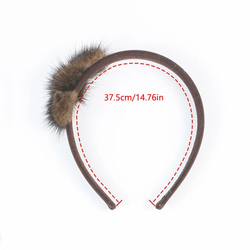 Real Mink Cosmetic Headbands Women High Quality Bow Hair Bands hair accessory Fashion Plush Hair Clips cute Real Fur Gifts