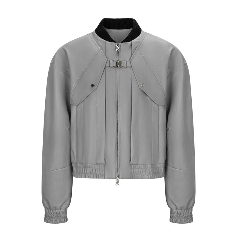 Mauroicardi Spring Autumn Cool Handsome Pu Leather Bomerb Jacket Men Zipper Runway European Fashion Luxury Designer Clothes 2025