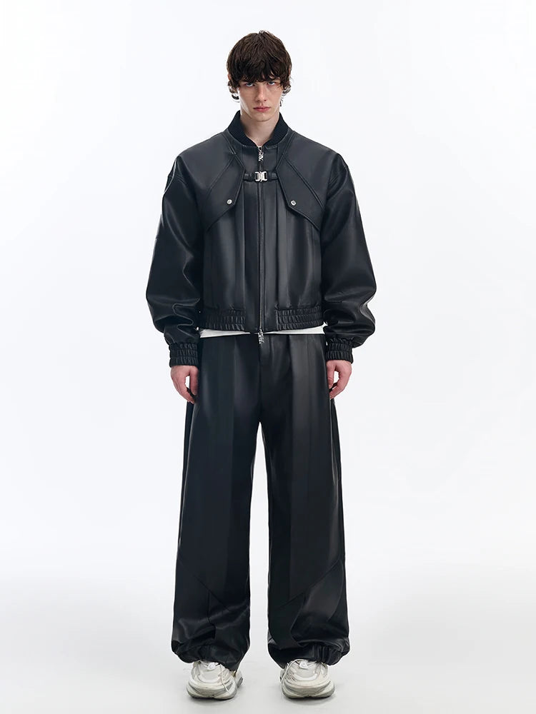 Mauroicardi Spring Autumn Cool Handsome Pu Leather Bomerb Jacket Men Zipper Runway European Fashion Luxury Designer Clothes 2025