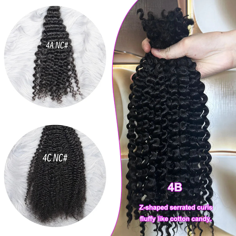 16 Inch 100G Afro Kinky Curly Bulk Human Hair For Braiding For Micro Twist 100% 4B No Weft Twists Human Hair Bundles Extensions