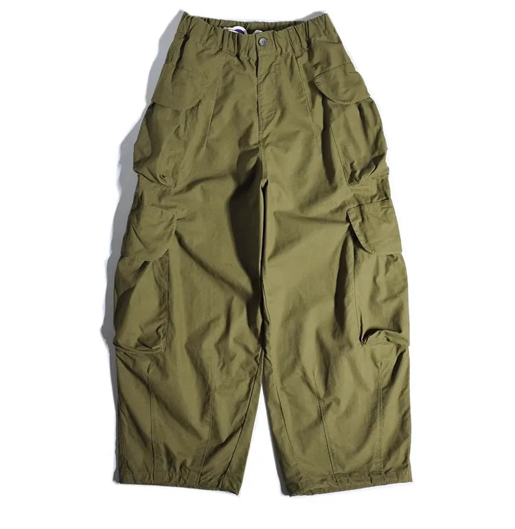 Heavyweight Wide Leg Workwear Trousers CityBoy Hong Kong Style Multi-Pocket Loose Straight Casual Shape Men's Pants