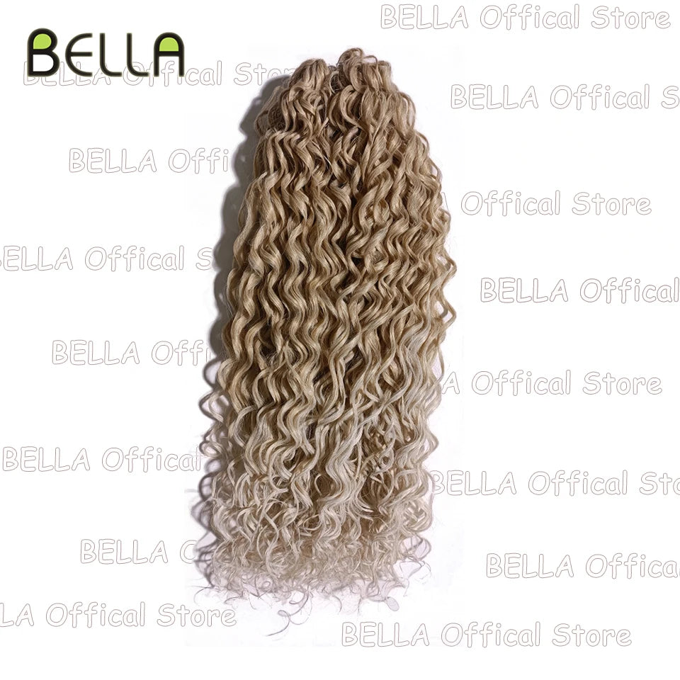 FASHION IDOL Curl Hair Deep Wave Twist Hair Extensions For Women 20 Inch Ombre Blonde Crochet Fake Hair Synthetic Crochet Braids