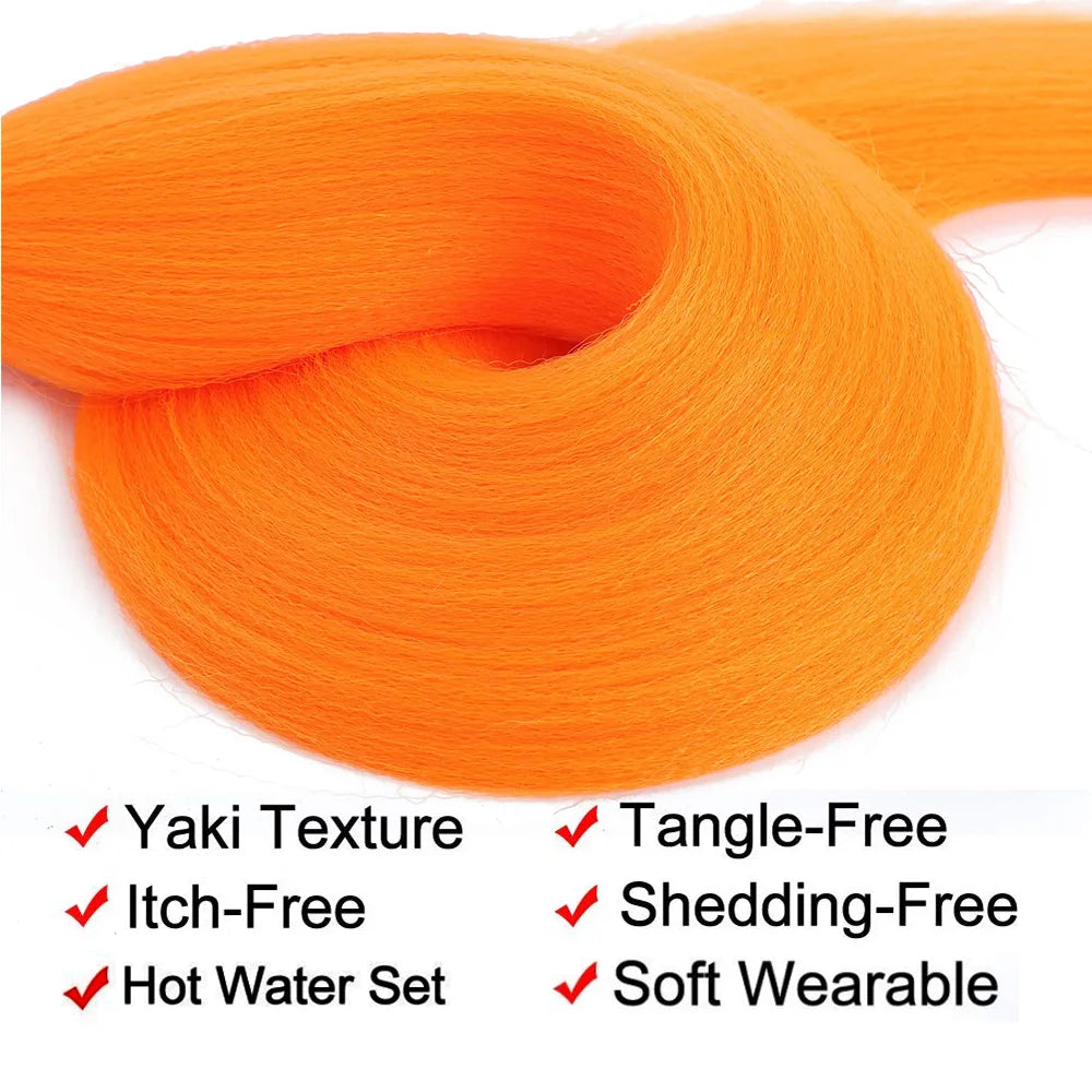 Pre-stretched Braiding Hair 26Inch 90G Synthetic Jumbo Hair Extensions for Crochet Braids DIY Pink Peach Red Yellow Fake Hair