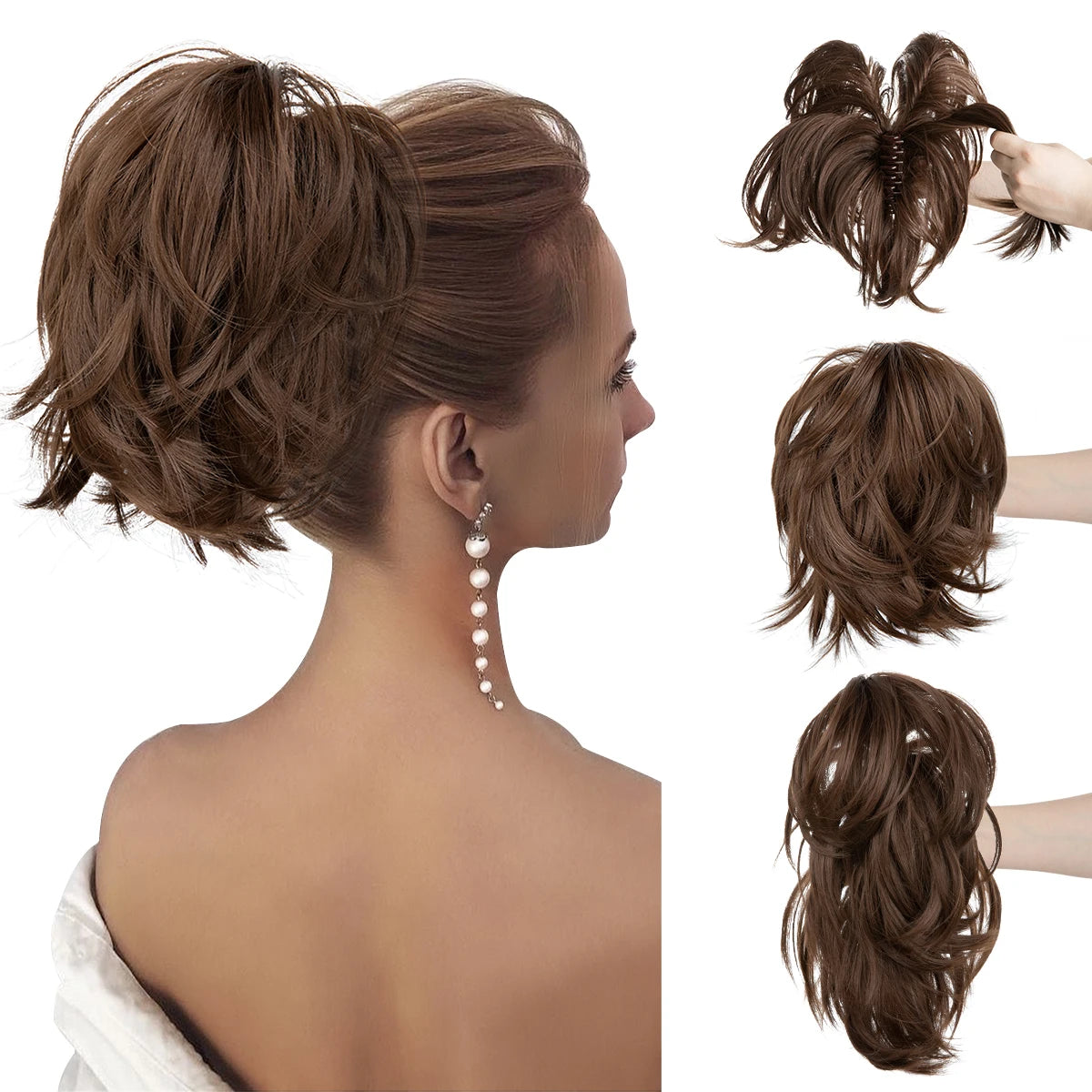 SARLA Synthetic Diy Claw Clip In Ponytail Extension Hairpiece Hair Bun Fake Blonde Hair False Pigtail for Women
