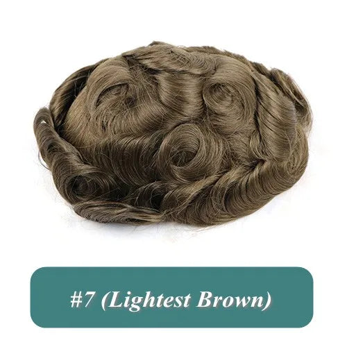Undetected 0.02mm Thin Skin Natural Hairline Human Hair Men Toupee Black Gray Brown Blonde Male Hair Light Capillary Prosthesis