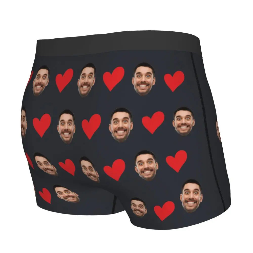 Personalized Face Photo Underwear - Custom Heart Boxer Briefs - Custom Men Briefs - Gift For Husband - Anniversary Gift for Dad