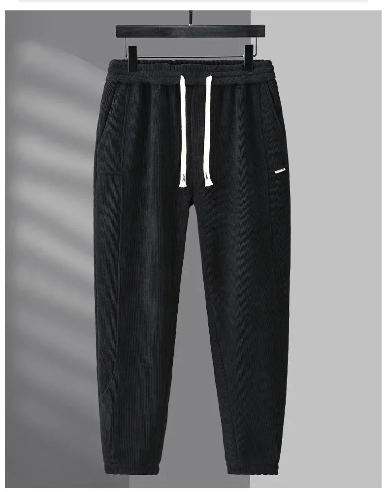Extral Big Size Corduroy Pants Men Fleece Lined Warm Thick Sweatpant Jogger Male Winter Plus Velvet Trouser Large Plus 10XL 12XL