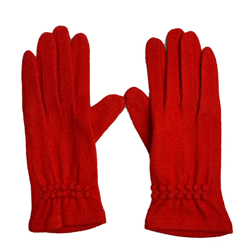 Wool Cashmere Slim Thin Vintage Windproof Touch Screen Gloves Women Winter Full Finger Hand Warm Glove Female Casual Wholesale