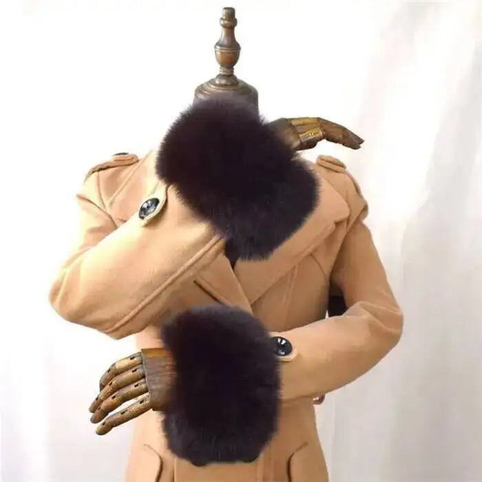100% Real Fox Fur Cuffs Winter Natural Warm Oversized Arm Warmmer Wristband High Quality Coat Jacket Sleeve Fashion Luxury Cuffs