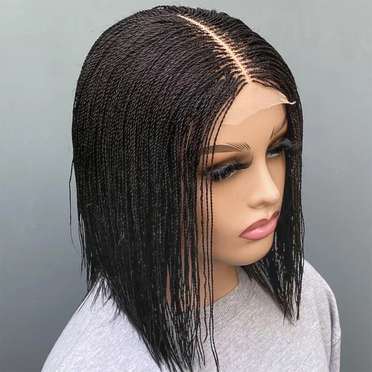 Short micro twist wig on 2*6 lace Centre-part braided wig braided lace front wigs 8-10" braid wig braided lace wigs Micro Braid