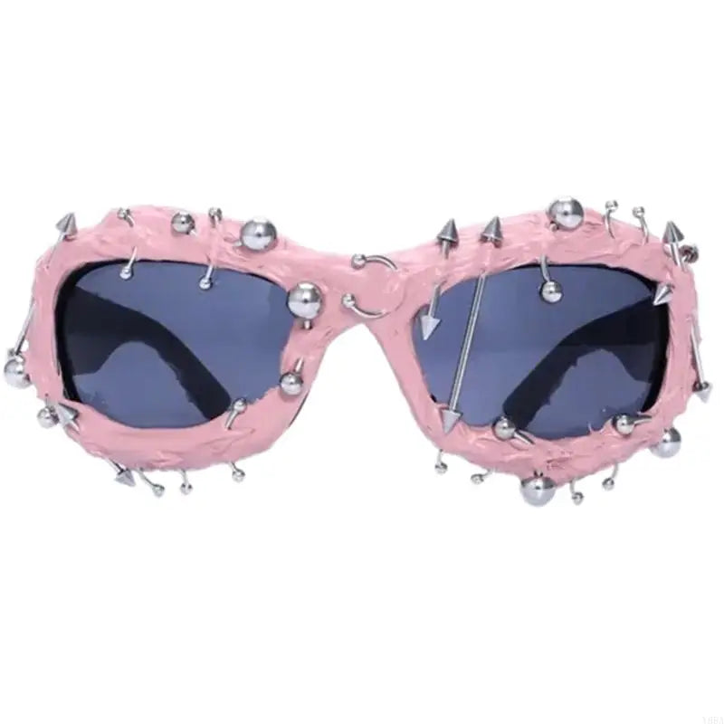 Y88A Cool Hiphop Dancing Sunglasses With Rivet Frame For Various Occasion Everyday Use and Punk Eye Glasses for Night Event