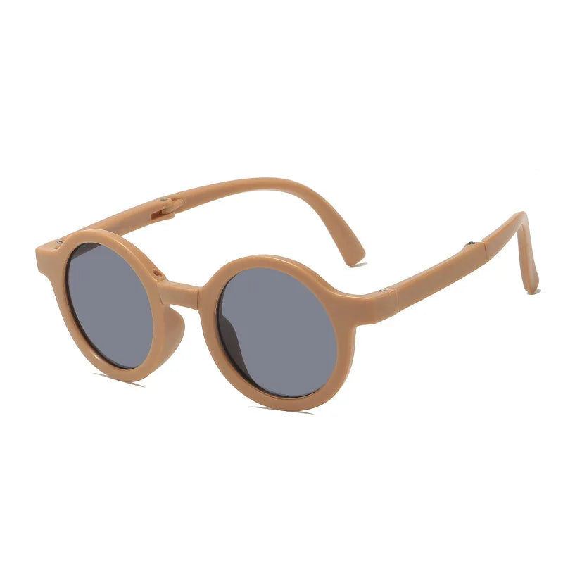 New Folding Children's Fashionable Round Sunglasses Cute Eyeglasses For Boys Girls Baby Sunshade And UV Protection