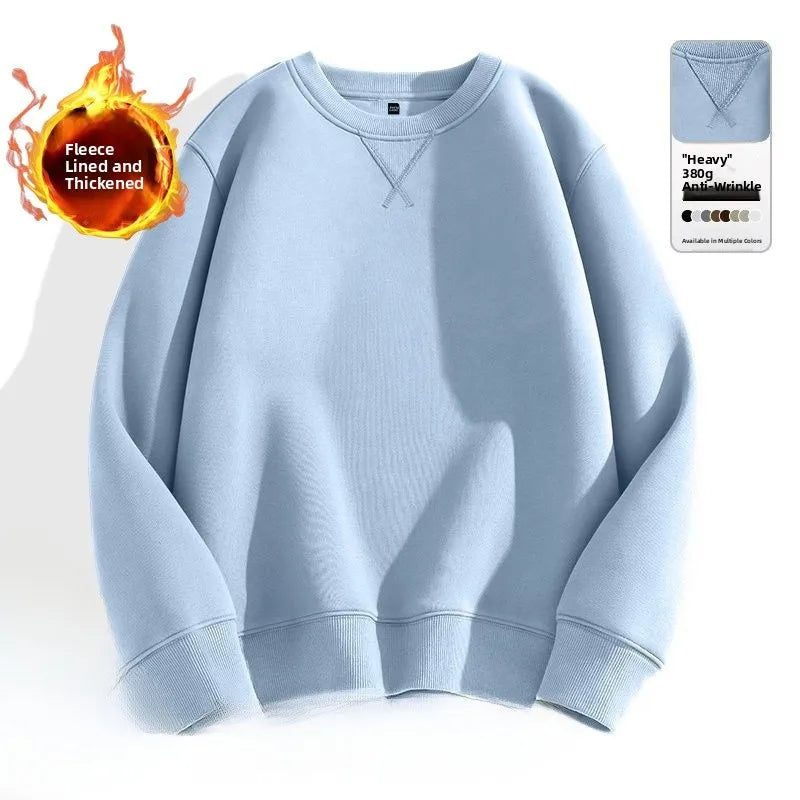 Loose Fit  Color Hoodl Sweatirt Long Sve round Ne Men's Autumn Winter Heavyweight Comfortable Antibacterial Ba...