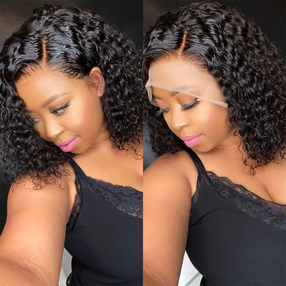 Glueless Wig Kinky Curly Lace Front Human Hair Wigs Ready To Wear And Go Wet and Wavy Wigs Water Wave Human Hair Wig For Women