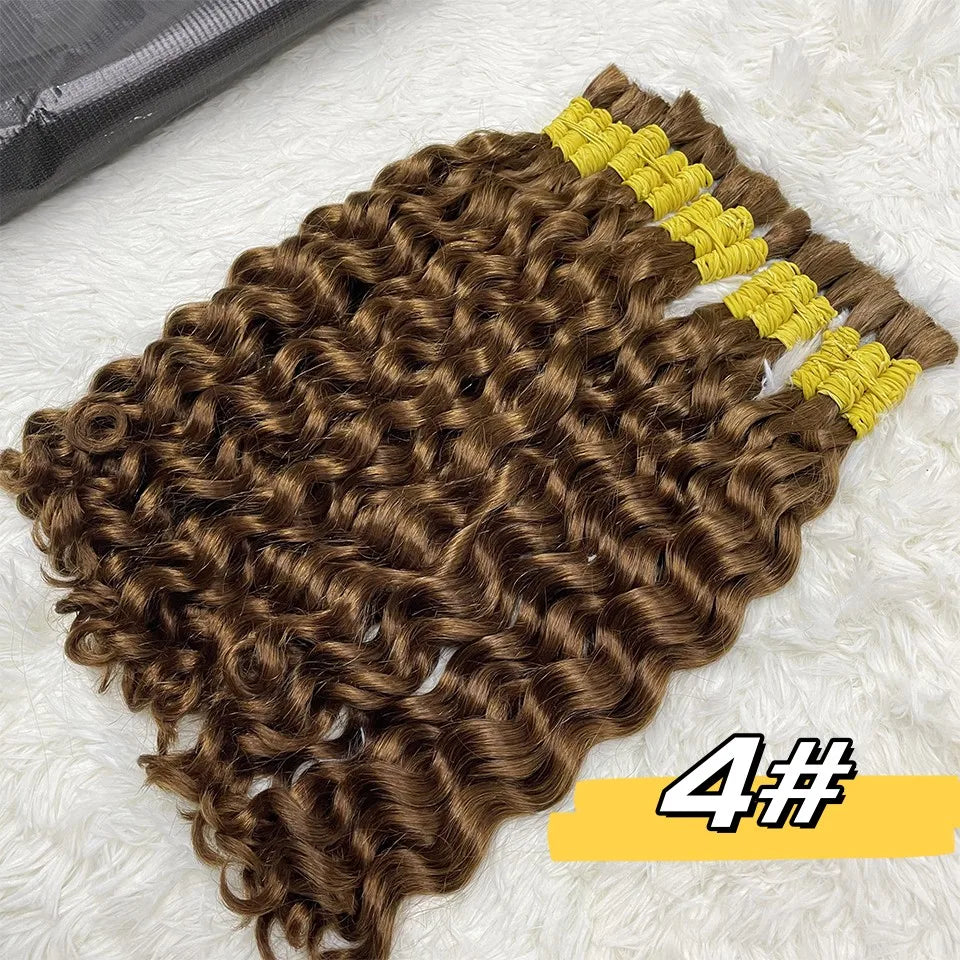 Bulk Braiding Hair 100% Human hair Virgin Deep Wave Unprocessed No Weft Boho Braids Human Hair Bulk Extensions Brazilian Remy 1B