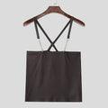 INCERUN Tops 2025 American Style Fashion New Men Striped Metal Strip Hanging Neck Vests Summer Sexy Casual Personality Tank Tops