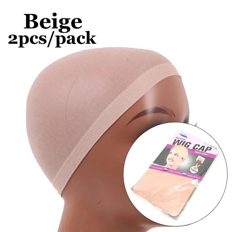 2pcs Set Wig,Hair Net,Compression Cap,Solid Color Wig Cover Cap,Invisible Elasticity,Super Soft Breathable Stretch,Lightweight