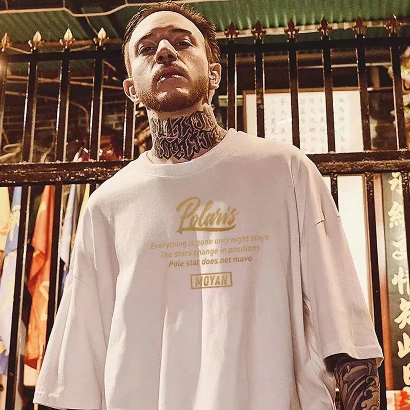 8XL Loose Fitting Fashionable Trendy New Eight pointed Star Formation Print T-shirt with Casual Men Versatile Couple Outfit
