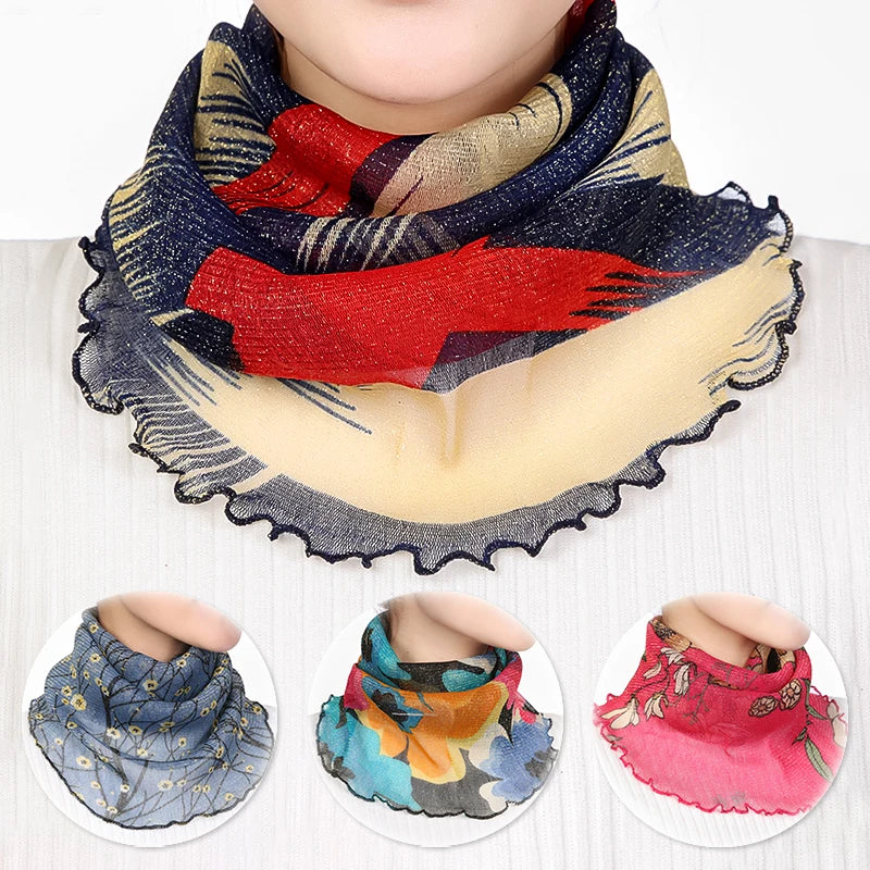 Fashion Summer Chiffon Neck Collar Silk Scarf Women Sunscreen Face Mask Headscarf Bandana Cycling Anti-uv Multi-function Scarves