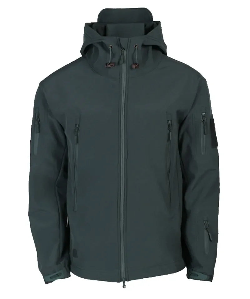2025 New Fashionable Shark Skin Soft Shell Jacket Men's Tactical Windproof Waterproof Jacket Men's Jacket Hooded Jacket S-XXXXL